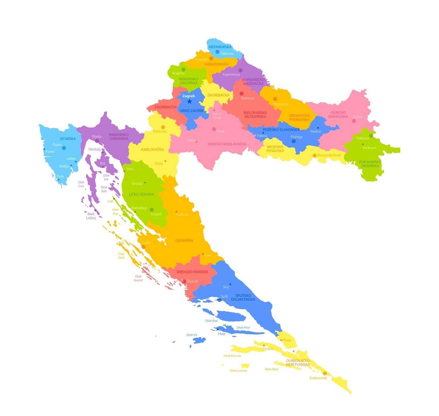 chorvatsko mapa Mapa Chorvatska   Slunečné Chorvatsko chorvatsko mapa